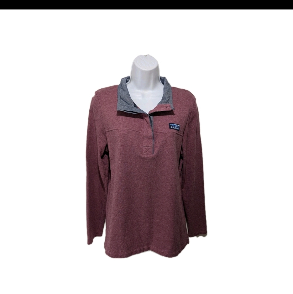 LL Bean Soft Cotton Rugby Shirt M Logo Polo Shirt Long Sleeve Outdoor #7000